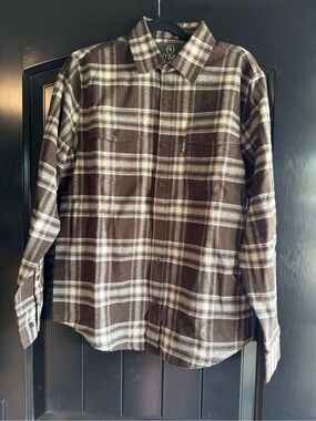 Men's Brown Flannel Button-Down Shirt
